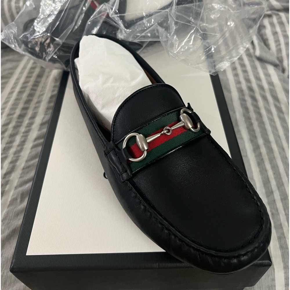 Gucci men’s Ayrton Gg-Bit Leather Drivers